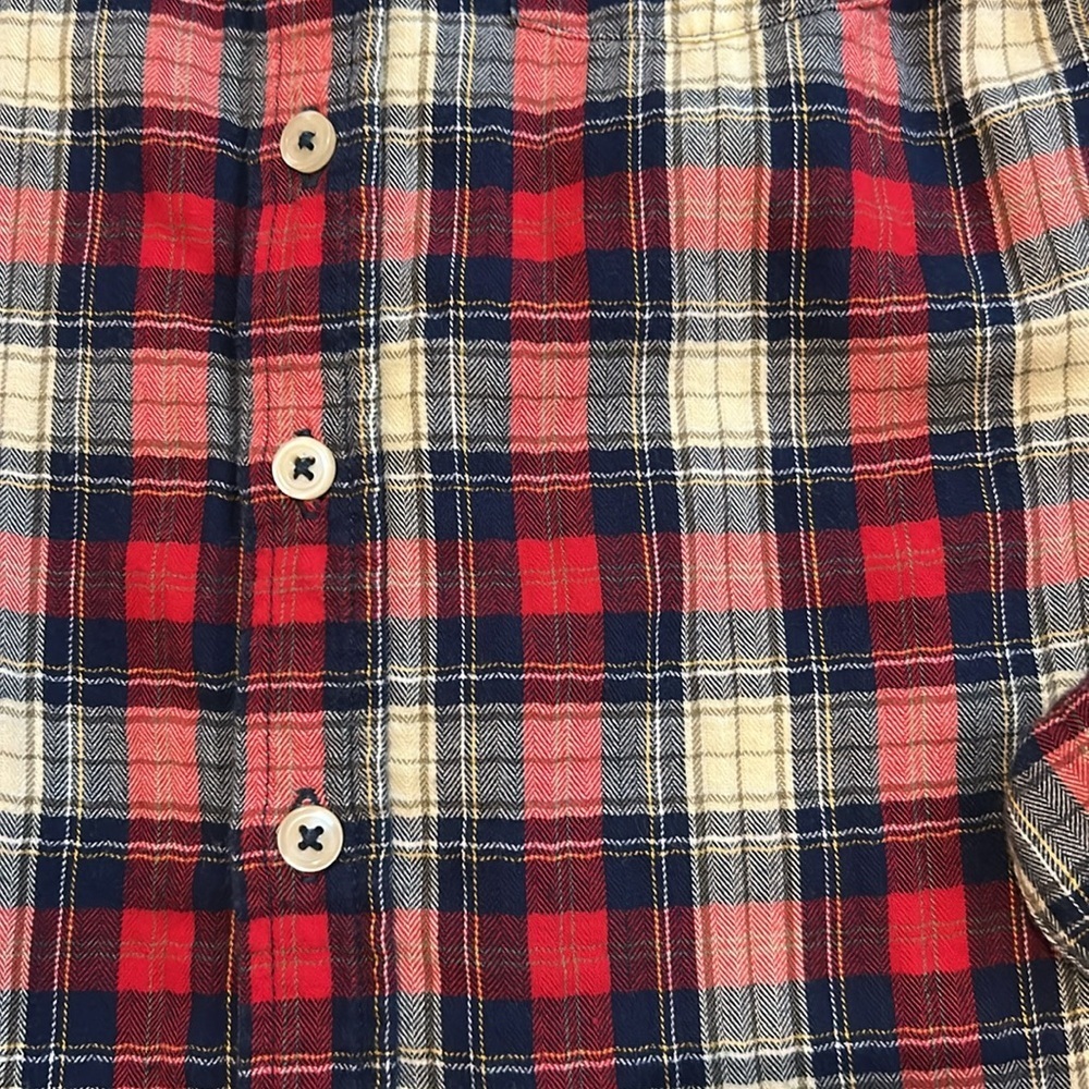 Peek Boys Button Down Plaid Shirt Blue Red White M 6-7 - Picture 2 of 6